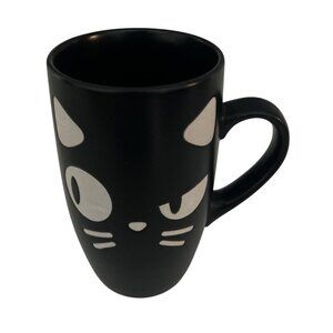 Black Ceramic Cat Face Coffee Mug 5" High